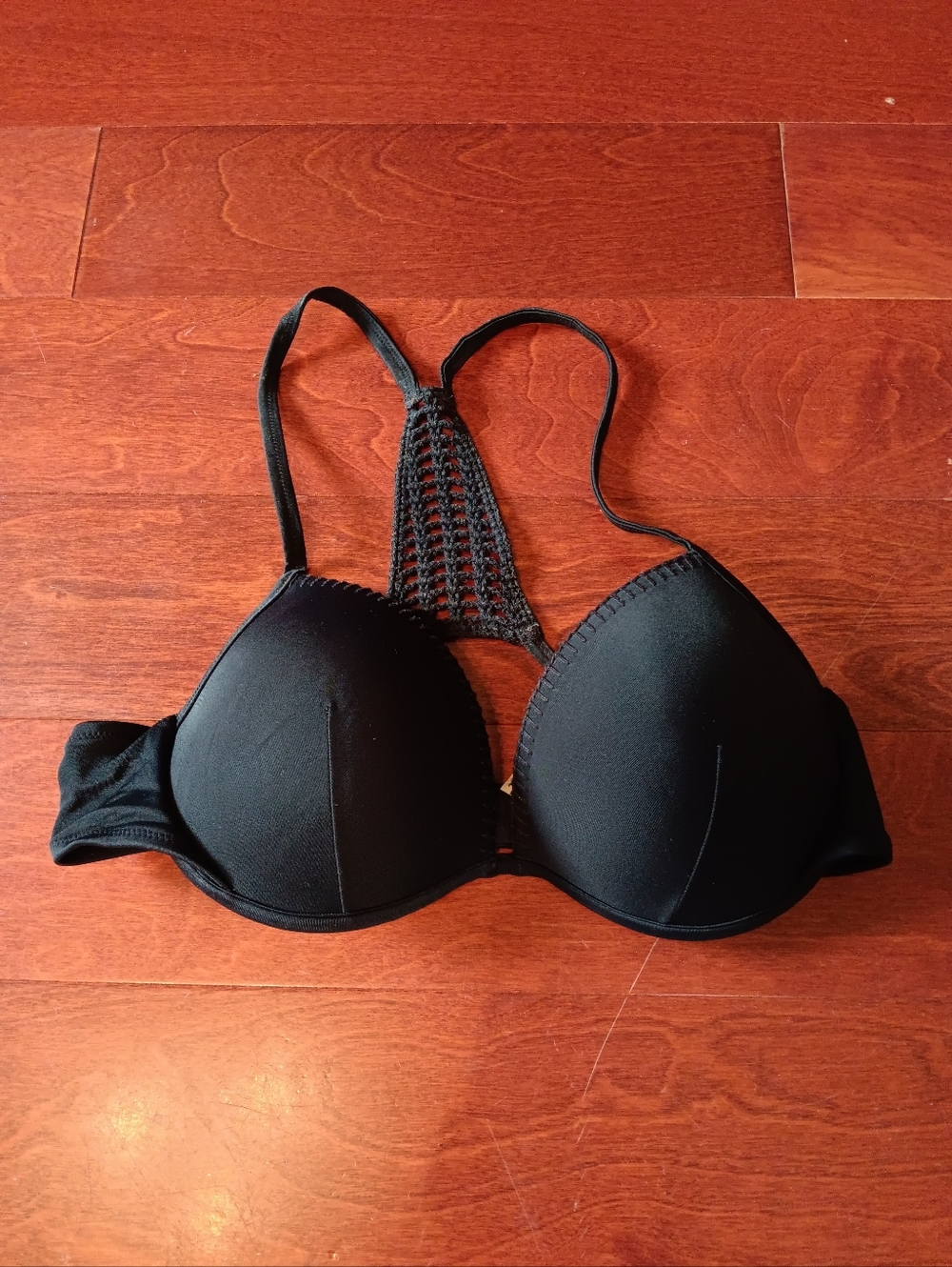 Victoria's Secret Women's The Fabulous Swimwear Racetrack Bikini Top Black 36D
